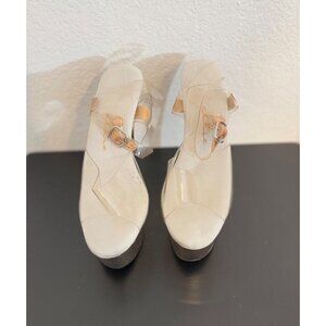 Ellie Heels Clear with Gold Rose Gold Stiletto Size 9